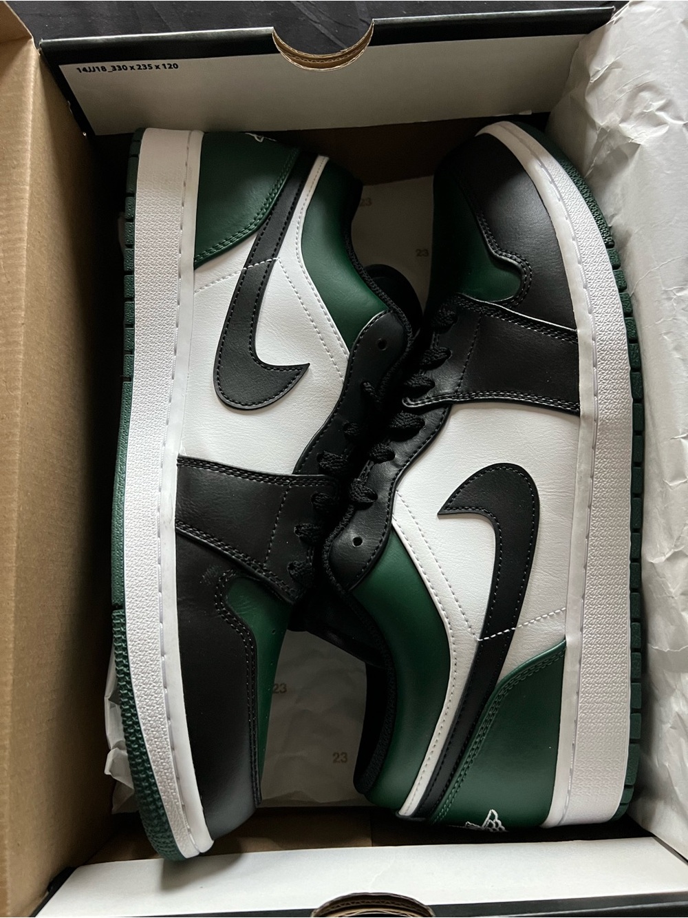 Nike Air Jordan 1 Low Men's Size 13 Noble Green/Black/White, 553558-371